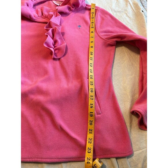 Lilly Pulitzer womens Pink Ruffle Quarter Zip Fleece Pullover Size S - Picture 9 of 9